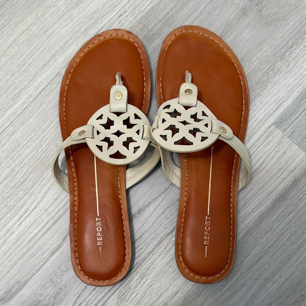 Report Women's Brown and Cream Sandals